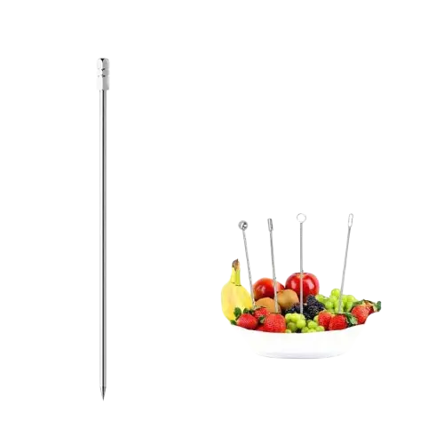 J105 Silver Square Pillar Tusuk Buah Cocktail Garnish Stainless