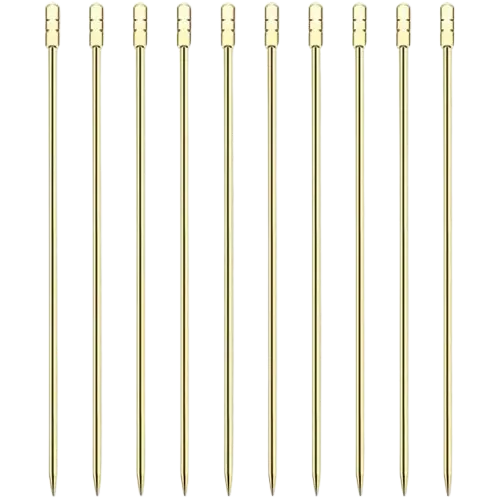 J105 Gold Square Pillar Tusuk Buah Cocktail Garnish Stainless