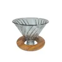 SD8106 Gray Transparent Dripper Diagonal Pattern Wooden Tray 1-4 Cups