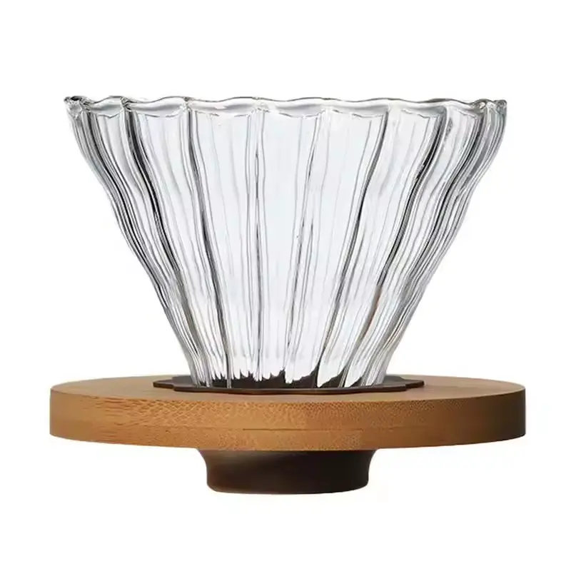 [PKDV027] VD10BS Transparent Dripper Straight Pattern Bamboo Tray One Two Cups