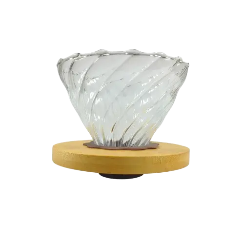 [PKDV026] VD10BS Transparent Dripper Diagonal Pattern Bamboo Tray 1-4 Cups One Two Cups