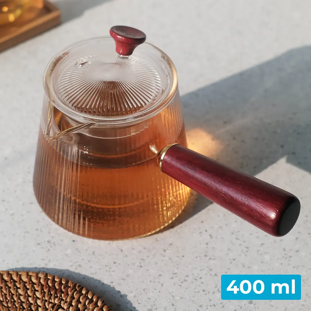 [PKTLG031] HM04 400ml Transparent Teko Kaca Tahan Panas Infuser Teapot One Two Cups