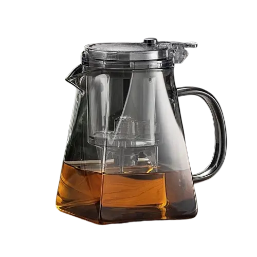 [PKTLG035] TEA12 750ml Gray Teko Kaca Filterable Heat Resistant Teapot Square One Two Cups