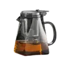 TEA12 750ml Gray Teko Kaca Filterable Heat Resistant Teapot Square One Two Cups