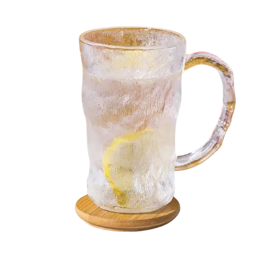 ZB129 330ml Gelas Kaca Aesthetic Mug Kopi Teh Glacier Pattern Glass
