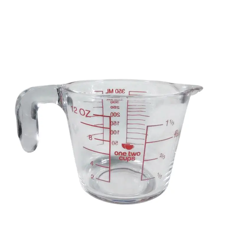 GG18 350ml Gelas Ukur Takaran Kaca Microwave Heating Glass Cup One Two Cups