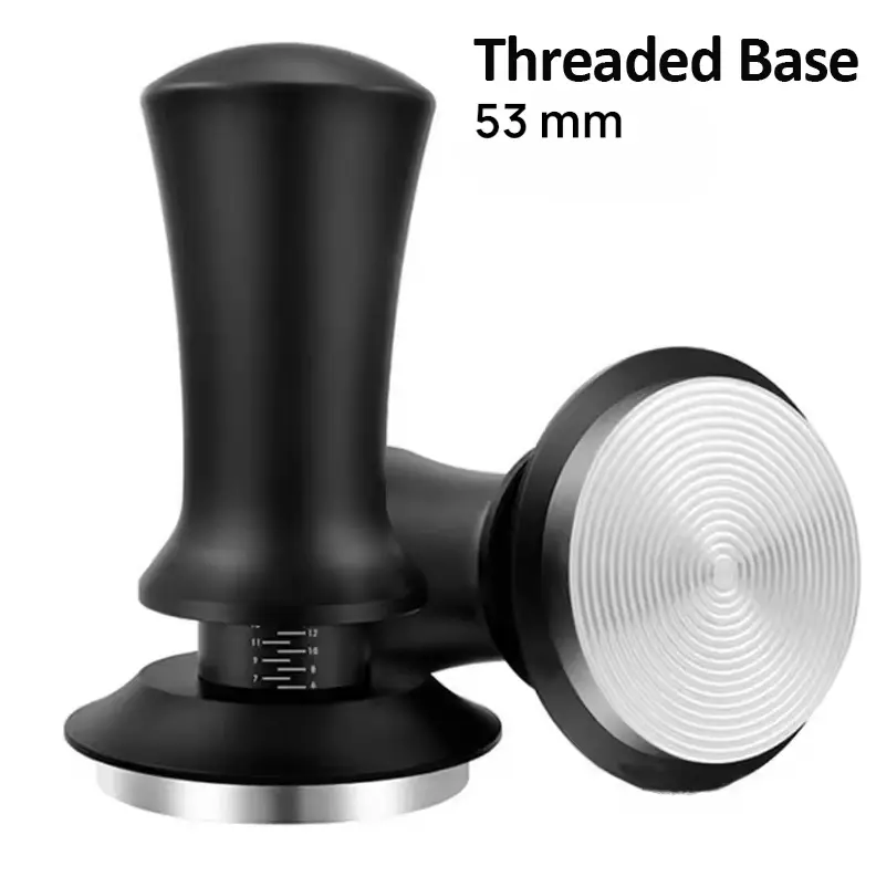 JN24 Black 53mm Tamper Kopi Threaded Base One Two Cups