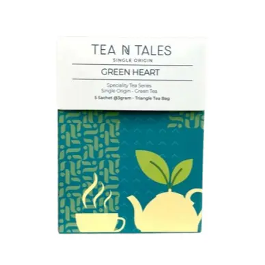 Tea N Tales - Green Heart Box | 5 Triangle Tea Bags @3g