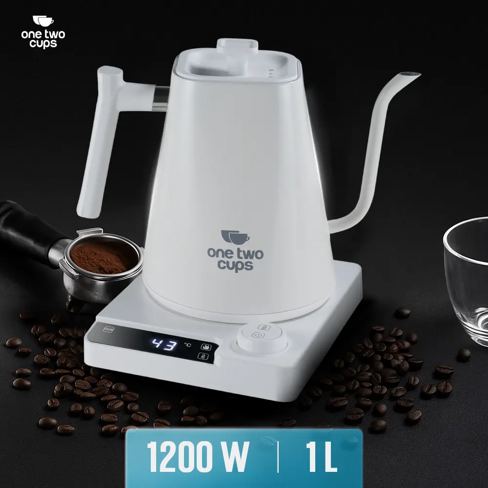 [PKTLE002-B] KT10 Pro White 1L Teko Leher Angsa Gooseneck Kettle One Two Cups