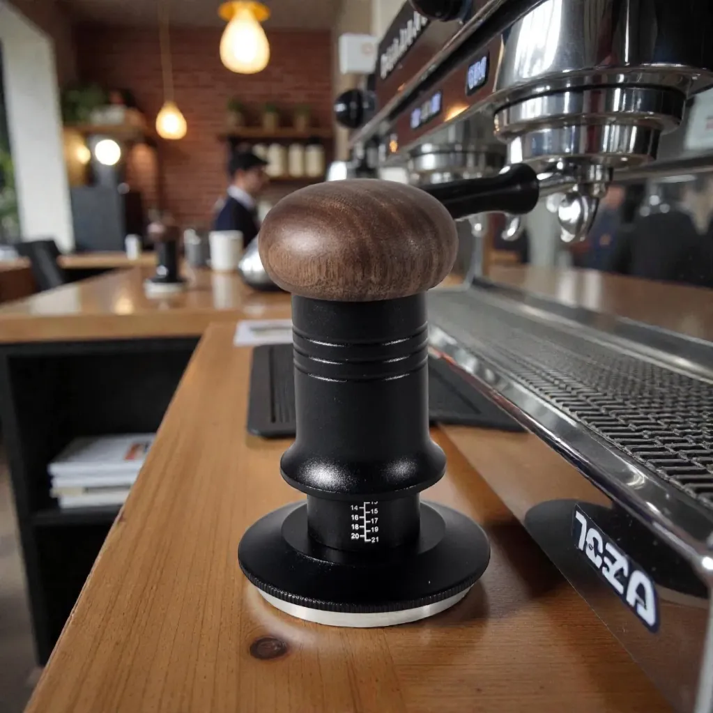[PBTP022-A] JN25 Black 51mm Tamper Kopi Threaded Bottom One Two Cups