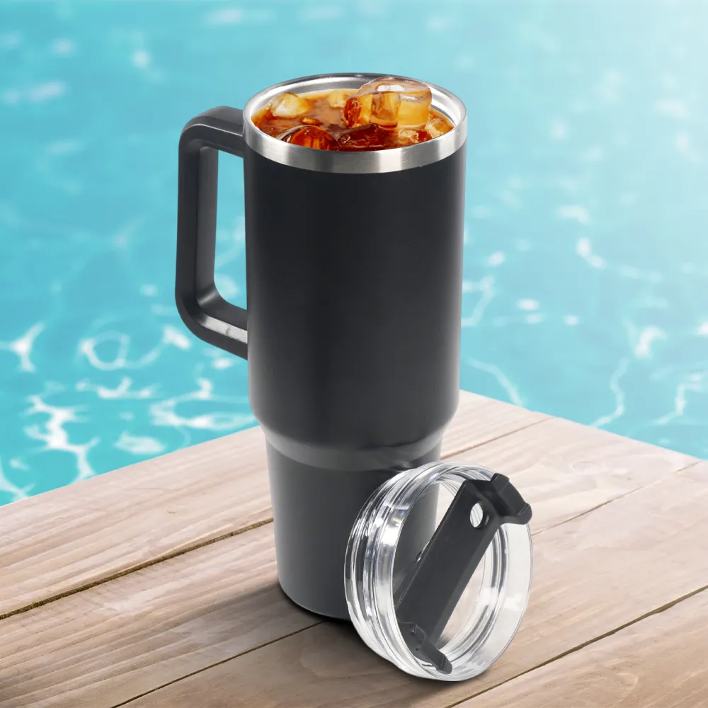 YS9385 1.2L Black Botol Minum Tumbler Air Panas Dingin Straw Flask