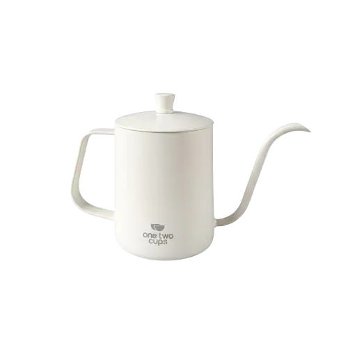 HS52 8408 White 600ml Teko Leher Angsa Gooseneck Kettle + Tutup One Two Cups