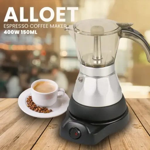 [7RHZ75BK] JK300E Alloet Moka Pot dan kompor 500W 150ml