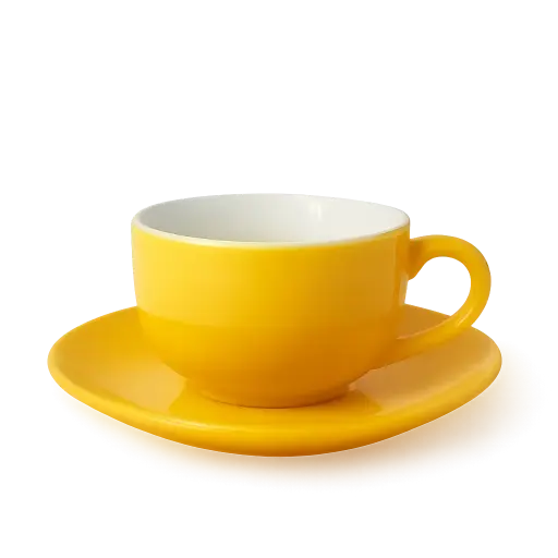 [APPS01029] Cangkir Latte 220ml + Saucer – Keramik Kuning Estetik | Porcelain Tahan Panas