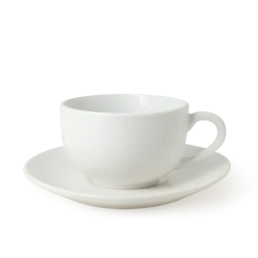 [APPS01031] Cangkir Latte 220ml + Saucer – Keramik Putih Estetik | Porcelain Tahan Panas