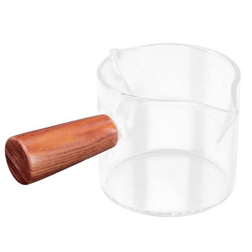 [ARF02323] Drohoey 75ml Double Mouth Gelas Pitcher Espresso Shot Measuring cup Handle Kayu