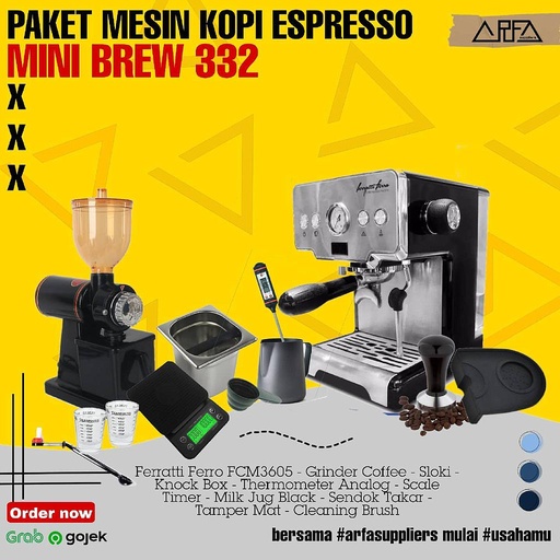 [APP01006] Paket Mesin Espresso Ferratti Ferro Mini Brew 332