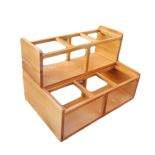 [APPT01013] Rak Botol Kayu Kotak 6 slot 10cm 2 tingkat