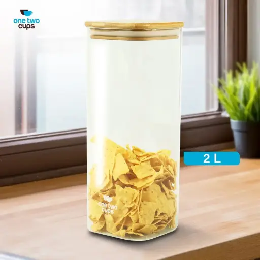 [7RHZZBTP] HC1019 2L Toples Kaca Kedap Udara One Two Cups
