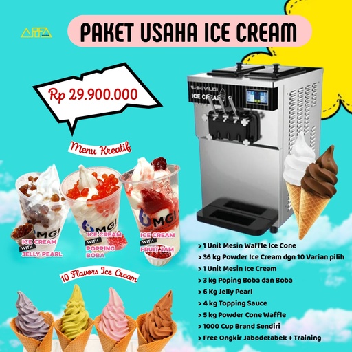 [APP01019] Paket Usaha Soft Ice Cream Brand Sendiri