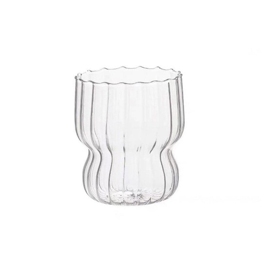 [7RHAO4TP] T031 260ml Gelas Cafe Wave Stripe Glass