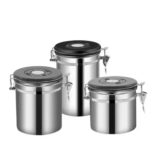 LISM Toples Stainless Penyimpanan Biji Kopi Rekam Tanggal Storage Jar 1.5L