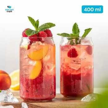 CXX-186 400ml One Two Cups Gelas Kaca Aesthetic Kopi Teh Can Shaped Glass Transparent