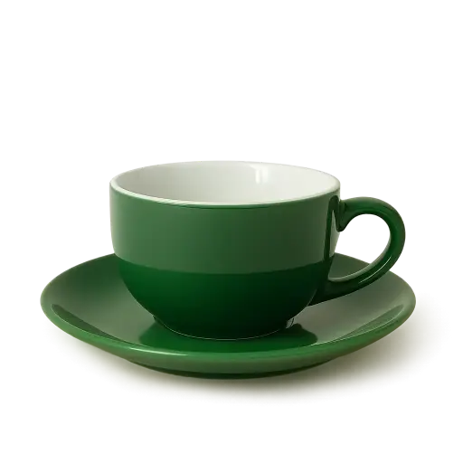 [APPS01033] Cangkir Latte 220ml + Saucer – Keramik Hijau Estetik | Porcelain Tahan Panas