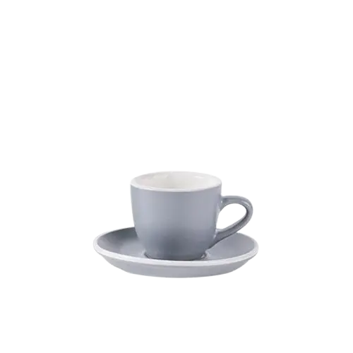 [APPS010221] Cangkir Espresso 50ml + Saucer – Keramik Abu-Abu Estetik | Porcelain Tahan Panas