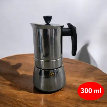 [7CHTAGSV] BN55 Moka Pot Bulat Silver 300ml / 6 Cups 