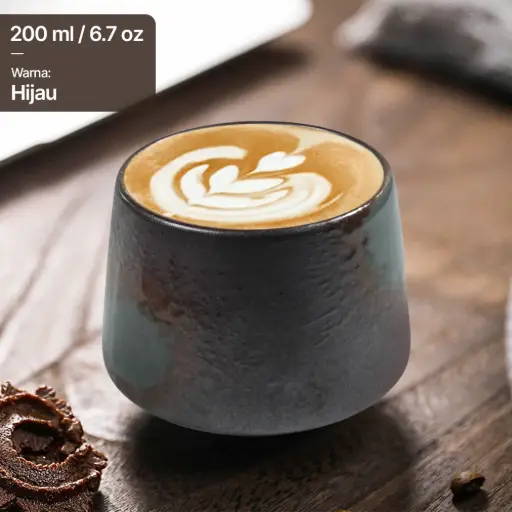 [7CHKVSGR] FB014 FLAMBE Green Gelas Cafe Keramik Japanese Style