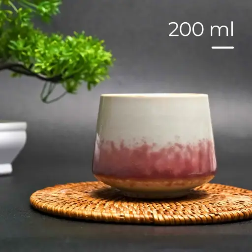 [7CHKVSRN] FB014 FLAMBE Red Brown Gelas Cafe Keramik Japanese Style