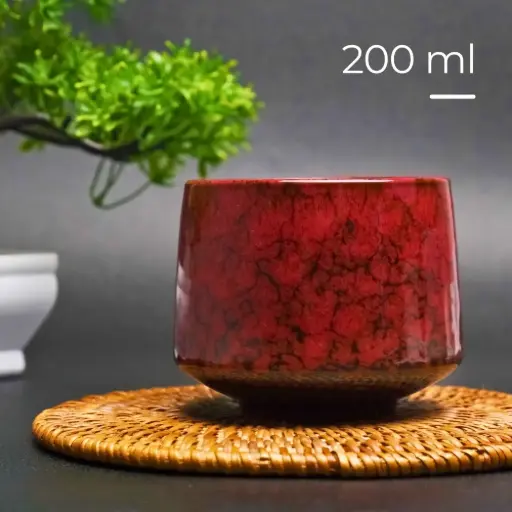 [7CHKVSRE] FB014 FLAMBE Red Gelas Cafe Keramik Japanese Style