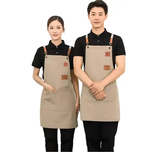 [7RHK7IKQ] SP01 Celemek Masak Apron Barista Canvas Khaki One Two Cups