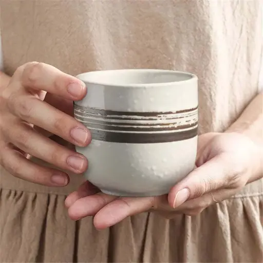 [7RHK3HOH] KL2 Brown White 200ml Gelas Cafe Brush