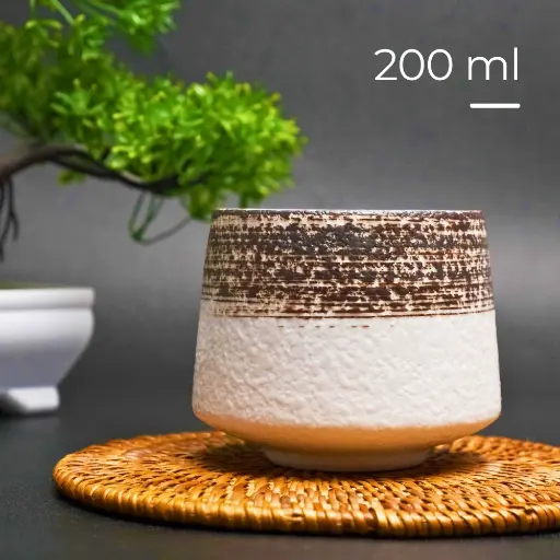 [7CHKVSBR] FB014 FLAMBE Brown Gelas Cafe Keramik Japanese Style