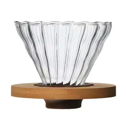 [22HT0FTP] SD8106 FMA Transparent Dripper Straight Pattern Walnut Tray 1-4 Cups