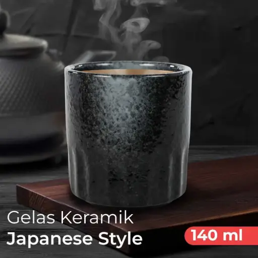 [7CHZCTBK] RS321 RHE Black 140ml Gelas Cafe Keramik